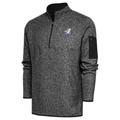 Men's Antigua Heather Black Kevin Harvick Fortune Quarter-Zip Pullover Jacket