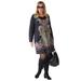 Plus Size Women's Scarf Print Layered Look Knit Dress by Soft Focus in Black Paisley Border Print (Size L)
