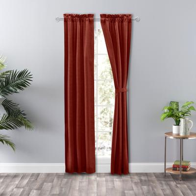 Wide Width Lisa Solidtextured Tailored Panel Pair by Ellis Curtains in Red (Size 56