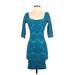 Intimately by Free People Cocktail Dress: Teal Brocade Dresses - Women's Size X-Small