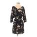Soprano Casual Dress - Mini Scoop Neck 3/4 sleeves: Black Print Dresses - Women's Size Small