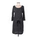 Ann Taylor LOFT Casual Dress Scoop Neck 3/4 sleeves: Gray Dresses - Women's Size Medium