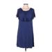 Kate & Mallory designs Casual Dress - Shift Scoop Neck Short sleeves: Blue Solid Dresses - Women's Size Medium