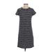 Ann Taylor LOFT Casual Dress - Shift Crew Neck Short sleeves: Black Print Dresses - Women's Size X-Small