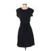 Lou & Grey Casual Dress Crew Neck Short sleeves: Black Print Dresses - Women's Size 2X-Small