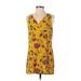 Old Navy Casual Dress - Shift V Neck Sleeveless: Yellow Floral Dresses - Women's Size Small