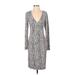 Banana Republic Casual Dress - Sheath V Neck 3/4 sleeves: Gray Dresses - Women's Size Small
