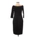 RACHEL Rachel Roy Casual Dress - Sheath Boatneck 3/4 sleeves: Black Print Dresses - Women's Size 8