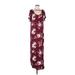 Lularoe Casual Dress - Shift Scoop Neck Short sleeves: Burgundy Floral Dresses - Women's Size Medium