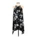 BCBGMAXAZRIA Casual Dress - Shift Crew Neck Sleeveless: Black Floral Dresses - Women's Size Medium