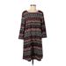 Dress Works Casual Dress - Shift: Black Aztec or Tribal Print Dresses - Women's Size Medium