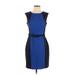 Banana Republic Casual Dress - Sheath: Blue Color Block Dresses - Women's Size 4 Petite