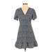 Urban Outfitters Casual Dress - A-Line V-Neck Short sleeves: Blue Polka Dots Dresses - Women's Size Small