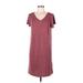 Sigrid Olsen Casual Dress - Shift V Neck Short sleeves: Burgundy Color Block Dresses - Women's Size Medium