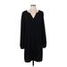 Tinley Road Casual Dress - Mini V Neck Long sleeves: Black Solid Dresses - Women's Size Large