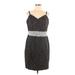 Just... Taylor Casual Dress - Sheath V Neck Sleeveless: Black Polka Dots Dresses - Women's Size 12