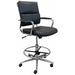 Black Leather Mid Back Office Stool with Chrome Frame w/23" - 32"H Seat Height