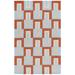 Blue/Red 96 x 60 x 0.375 in Indoor Area Rug - Latitude Run® Nickonovitz Geometric Handmade Tufted Wool/Area Rug in Light Blue/Rust Cotton/Wool | Wayfair