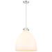 Newton Bell 18"W 3 Light Polished Nickel Corded Pendant w/ White Shade