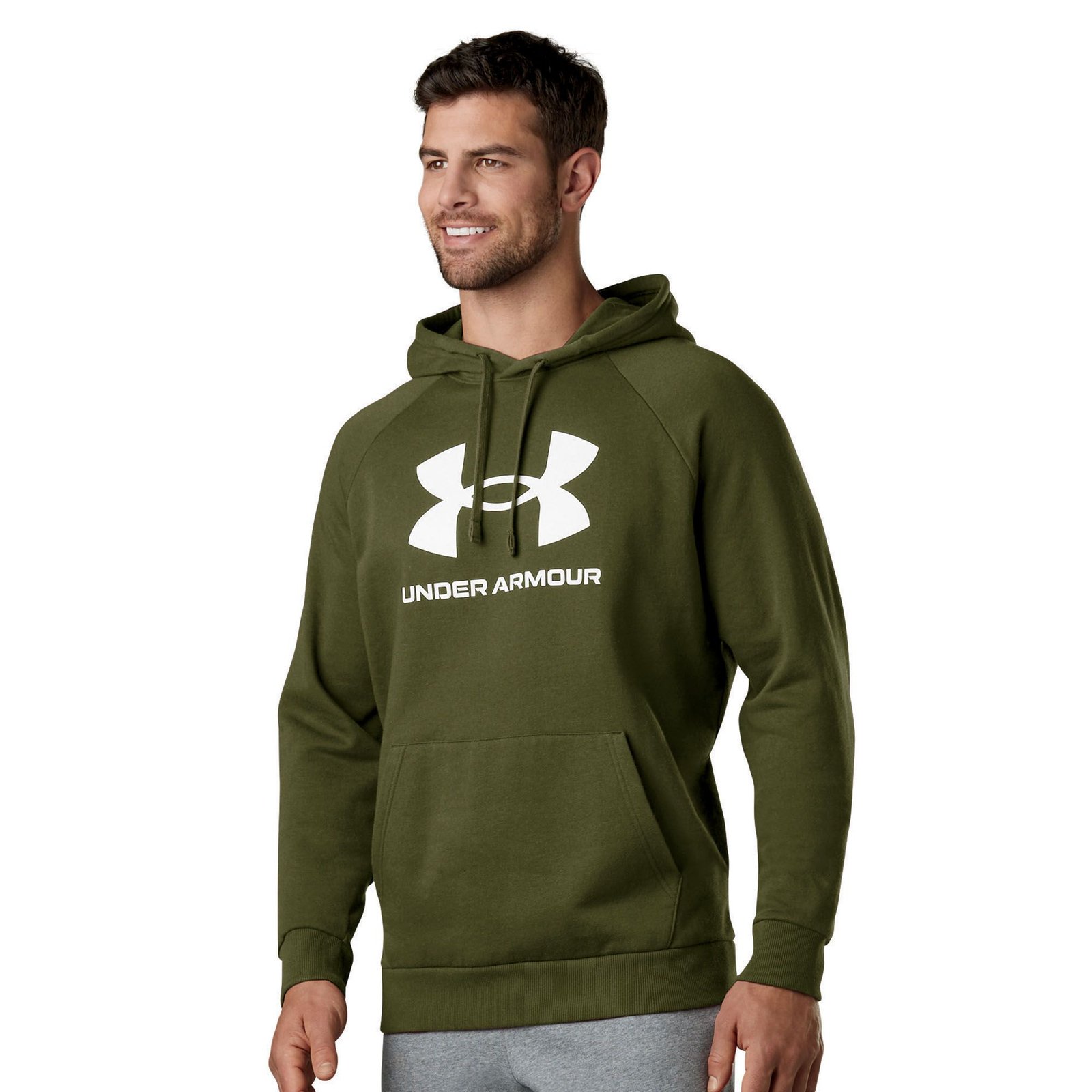 Under Armour Men's Rival Fleece Logo Hoodie (Size S) Marine OD Green, Cotton,Polyester