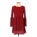 ASOS Casual Dress - A-Line Crew Neck 3/4 sleeves: Burgundy Print Dresses - Women's Size 2