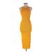 Self-Portrait Cocktail Dress - Midi Crew Neck Sleeveless: Yellow Solid Dresses - Women's Size Medium