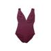 Carmen Marc Valvo Swimwear One Piece Swimsuit: Burgundy Solid Swimwear - Women's Size 6
