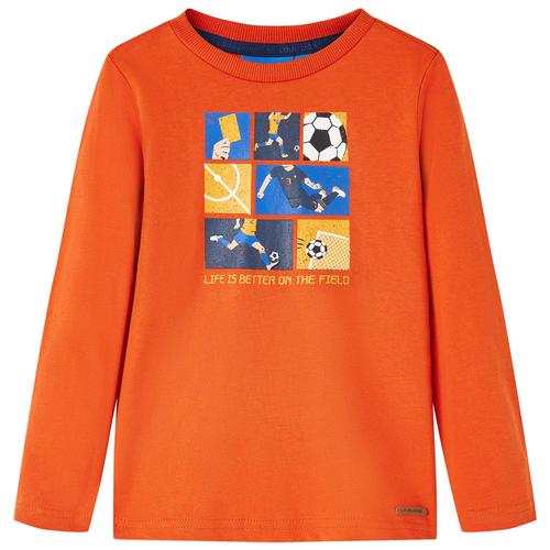 vidaXL Kinder-Langarmshirt mit Fußballspiel-Aufdruck Orange 104