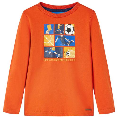 vidaXL Kinder-Langarmshirt mit Fußballspiel-Aufdruck Orange 128