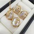 New Arrival Big Baroque Pearl Jewelry Sets 18K Gold Plated Natural Freshwater Pearl Necklace