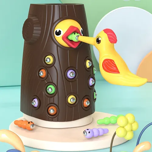 Montessori Babys pielzeug magnetischer Specht der Würmer fängt und Lernspiel zeug für Kinder für