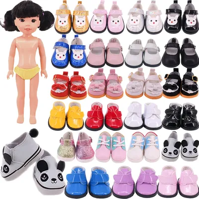 Doll Shoes 5Cm Leather Shoes For 14 Inch Wellie Wisher & 32-34Cm Paola Reina Dolls Clothes Shoes