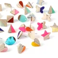 5PCs Resin Wood Butterfly Star Heart Ear Post Stud Earrings Geometric Earring Random Color For DIY