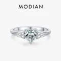 MODIAN 925 Sterling Silver Romantic Heart Love Finger Ring Pave Setting CZ Band For Women Wedding