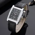 Square Men Watch Rose Gold Silver Case Men Watches women watches Top Brand Luxury Leather Band