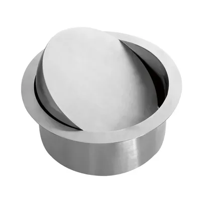 304 Stainless Steel Flush Recessed Built-in Balance Swing Round Flap Lid Cover for Trash Garbage Can Kitchen Counter Top Bin