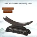 Wood Sword Stand Solid Display Katana Holder Crescent Shape for General Household Storage Rack