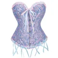 Corsetto jacquard Top Bustier Overbust Donna Sexy Lace Up Disossato Broccato Lingerie Baschi Costume da festa vintage