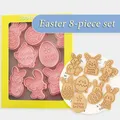 8Pcs Ostern Kunststoff Cookie Cutter Kaninchen Ei Keks Form 3D Cartoon Bunny Form Kuchen Backen