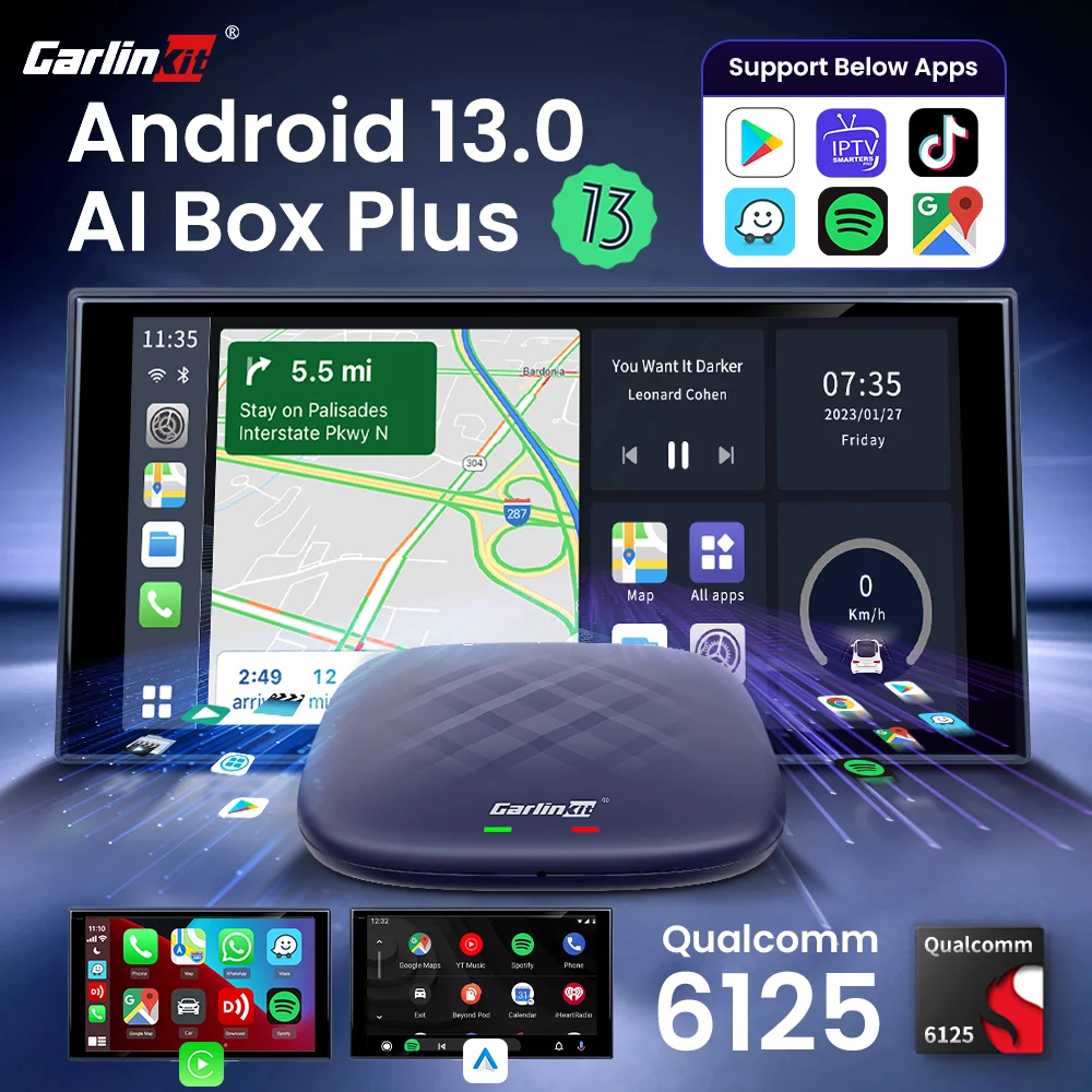 CarlinKit Wireless Carplay Android Auto TV Box Android 13 Adattatore wireless per Youtube Android CarPlay Video Box QCM6125 WiFi BT