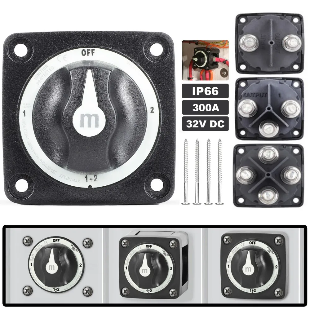 2 3 4 Position Batterie Masse Marine Schalter m10 Bolzen 300a DC 32V Isolator Trenn drehung für Wohnmobil RV LKW Boot Image