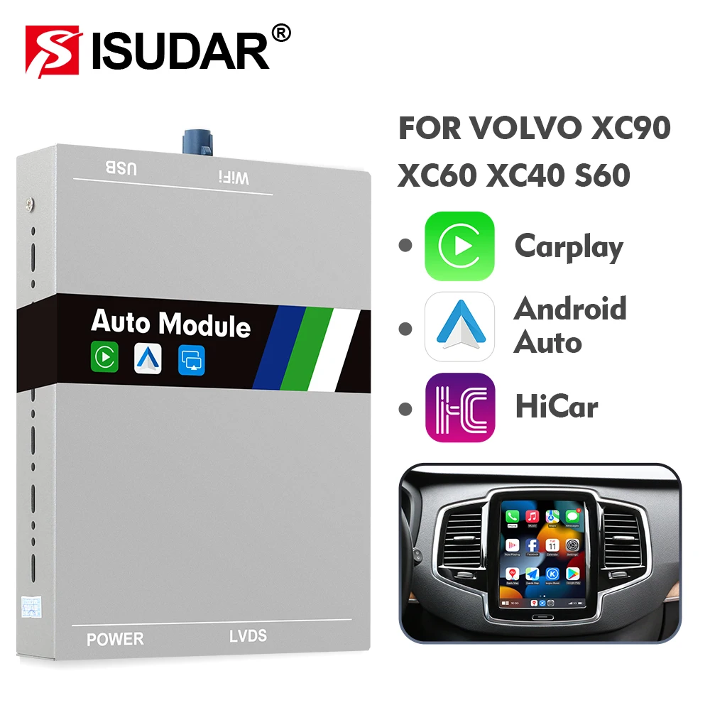 ISUDAR Drahtloses Carplay-Modul für Volvo XC90/XC60/XC40/S90/S60/V90/V60 Carplay AI Upgrade-Adapter Android Auto Hicar Bluetooth Image