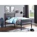 Gunmetal Twin Bed - Industrial Style, Metal Construction, Panel Headboard, Low Profile Footboard