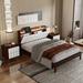 3-Pieces Bedroom Sets,Full Size Wood Platform Bed and Two Nightstands,Storage Platform bed with USB and LED Lights