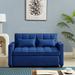 Elegant Velvet Padded Seat Sofa Convertible Futon Loveseat Sleeper Sofa Bed Adjustable Backrest Couch Bed with 2 Pillows