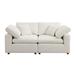 White Modern Loveseat Upholstered Sofa, Linen Fabric Couch Tufted Loveseat with Removable Cushions for Small Apartment