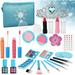 Kids Makeup Kit for Girls 24 Pcs Washable Makeup Kit Real Cosmetic Toy with Bag Safe & Non-Toxic Frozen Makeup Set for Princess Toddler Makeup Set Kids Toys for 3-12 Years Old Girls Gift (Blue)