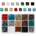 1050 Pcs Cube Crystal Glass Beads 15 Colors 4 mm Crystal Square Beads Assorted Kit for Jewelry Making DIY Crafting Multi-Colors Lustered Loose Square Shape Spacer Beads