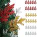 BadPiggies 30PCS Artificial Christmas Glitter Fern Leaf Xmas Tree Branch Filler Fake Pine Leaves Floral Picks for Holiday Wreath Home Decorations (Red)