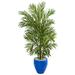 Silk Plant Nearly Natural 5.5 Areca Palm Artificial Tree in Blue Planter